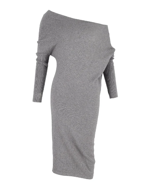 Women's Casual Wear Clothing Tom Ford Off-Shoulder Dress in Grey Cashmere