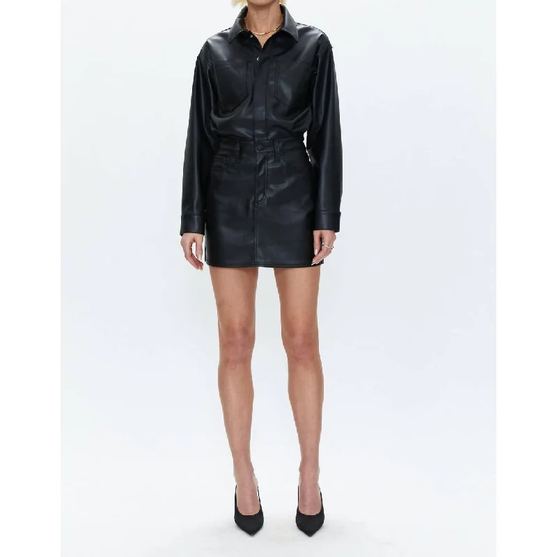 Budget Saver Nina Long Sleeve Mini Dress Slate Black Bold Patterns