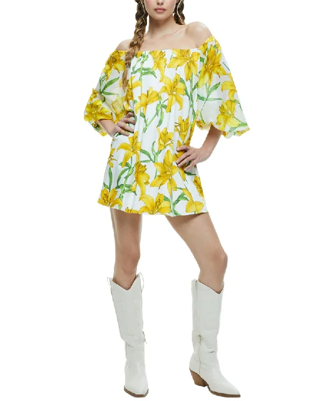 Style Redefined alice + olivia Artemis Off-The-Shoulder Blouson Mini Dress Feminine Soft - Hued Look
