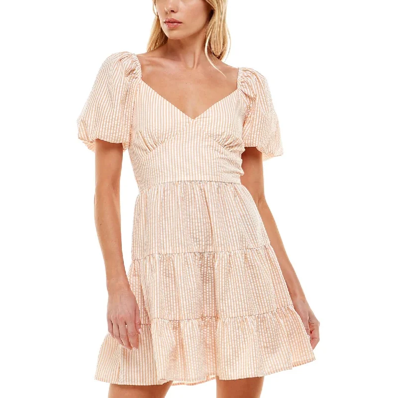 New Arrivals Juniors Womens Puff Sleeve Short Mini Dress Save On Classic Elegant Styles