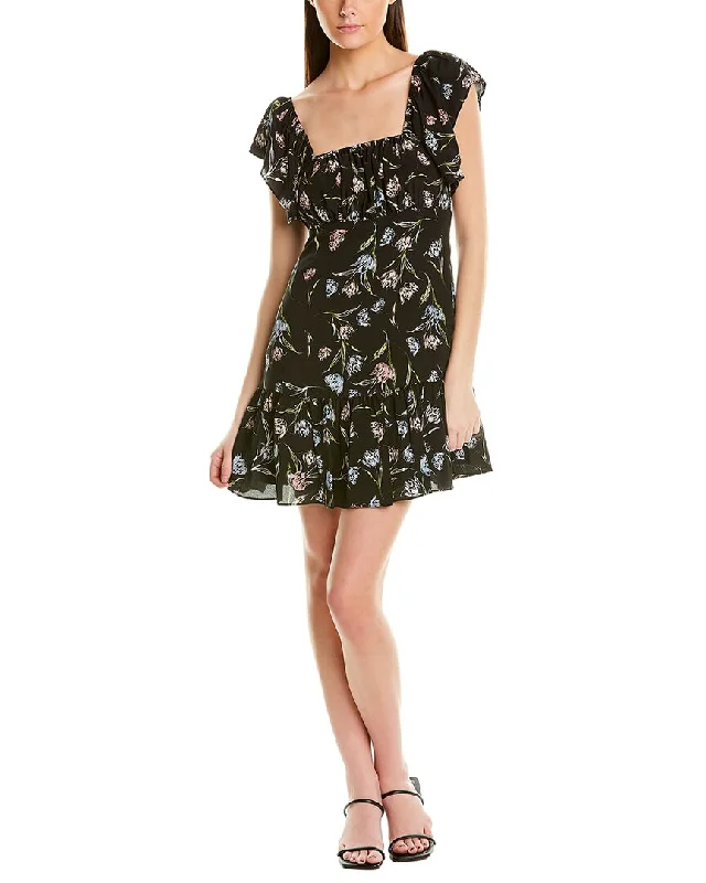 Glamorous Fashion Offers Nicole Miller Tossed Tulip Ruffle Silk-Blend Mini Dress Alluring Design