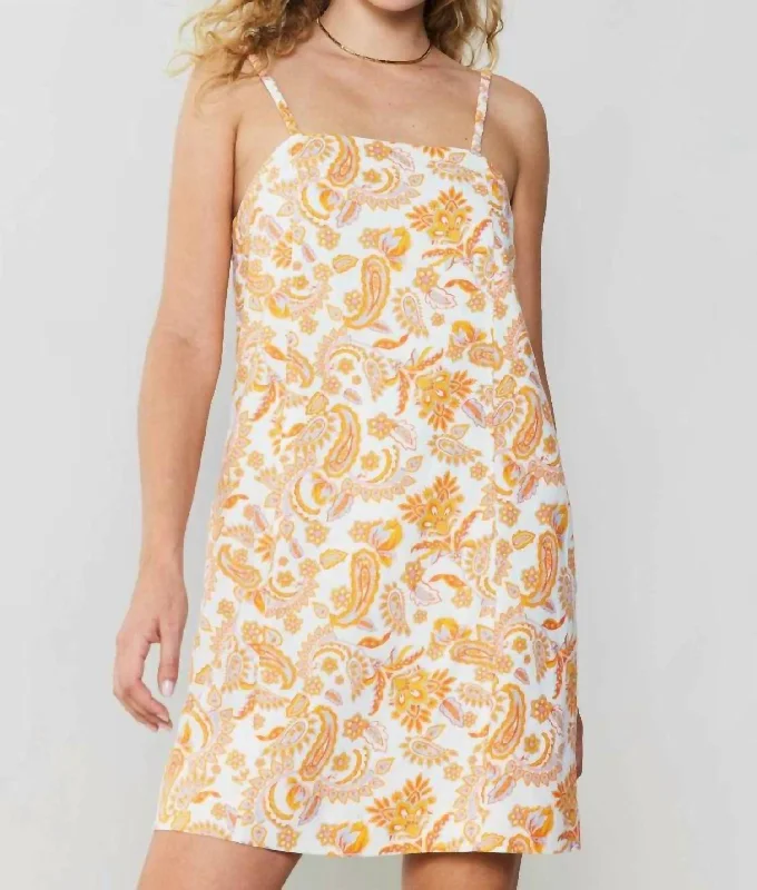 Boutique Styles Penny Mini Dress In Orange Multi