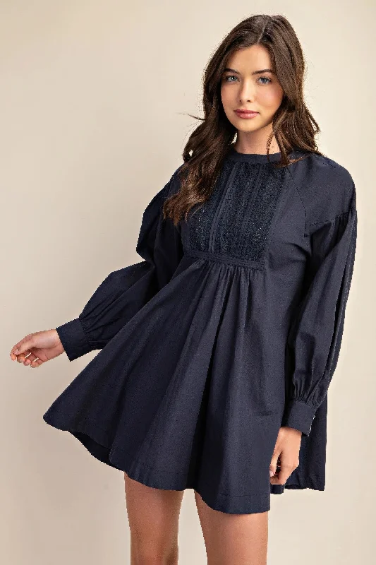 Fashion Sale Long sleeve mini dress with lace detail Luxe Layering