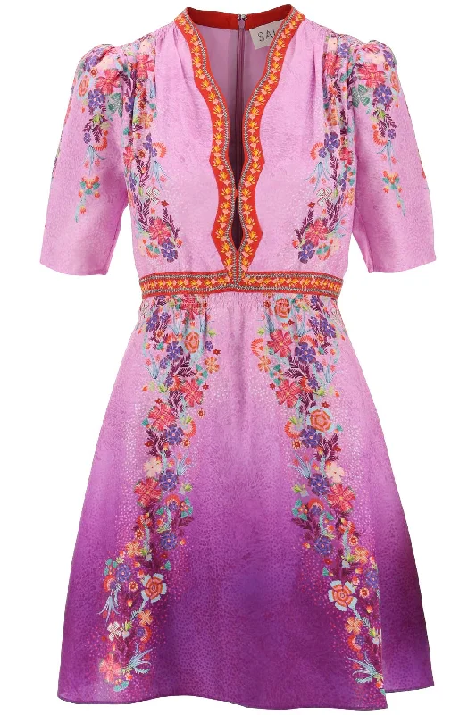 Limited Time Saloni Women's "Silk Mini Dress Tabith Exquisite Craftsmanship