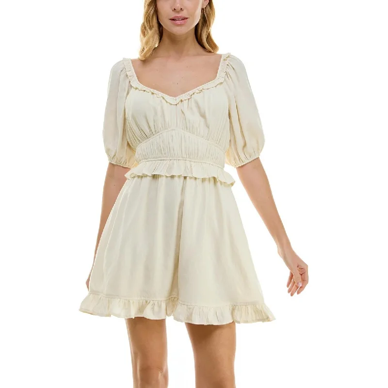 New Season Fashion Preview Sale Juniors Womens Smocked Above Knee Mini Dress Classic Timeless Elegant Style