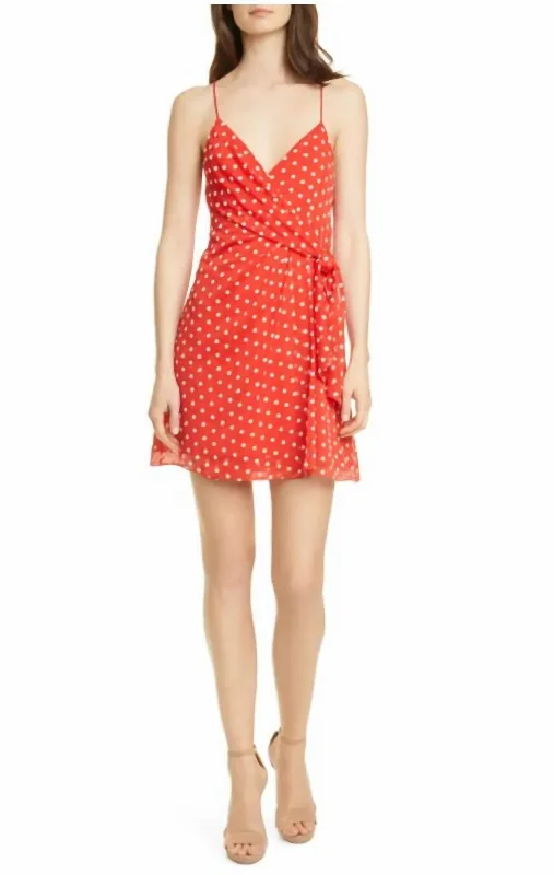 Edgy Fashion Deals Katie Tie Wrap Mini Dress In Red Parisian Effortless Chic Style