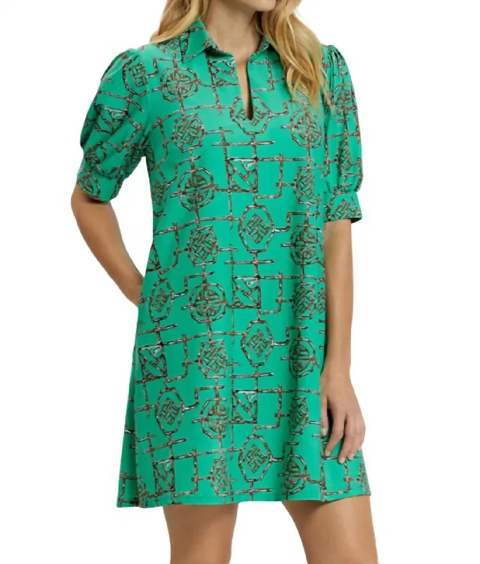 Inspired By You, Designed For You Emerson Mini Dress In Bamboo Green Minimalist Office - Ready Style
