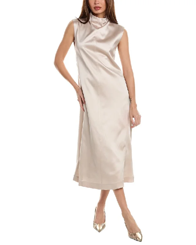 Chic Women's Clothing for Work and Travel Brunello Cucinelli Silk-Blend A-Line Dress