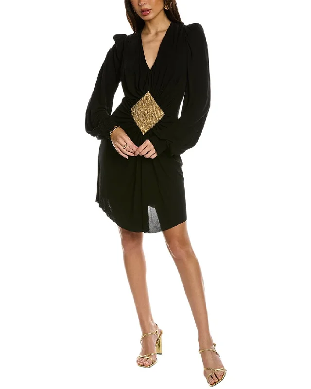 Budget-Friendly Fashion Balmain Short V-Neck Gathered Jersey Mini Dress Score Big On Glamorous Red - Carpet Styles