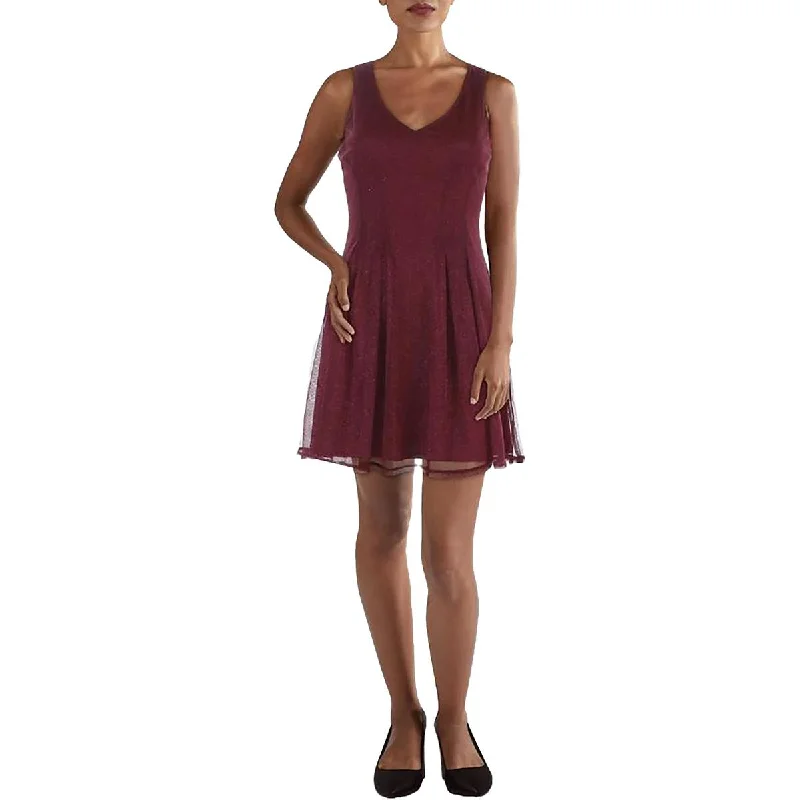 Must Haves Juniors Womens Glitter Mesh Mini Dress End - Of - Month Blowout