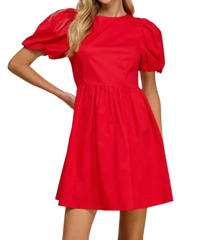 Women's Evening Apparel Adjustable Tie Open Back Dress In Red, White