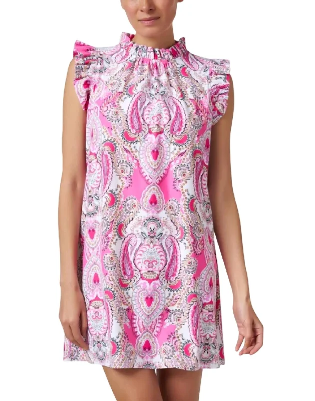 Fall Sale, Prices Drop Shari Mini Dress In Oasis Paisley Peony Flowy Fabric