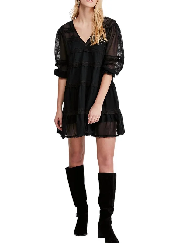 Must-Have Style Discounts Berlin Trapeze Embroidered Semi Sheer Lace Slip Mini Dress In Black Vintage Elegance