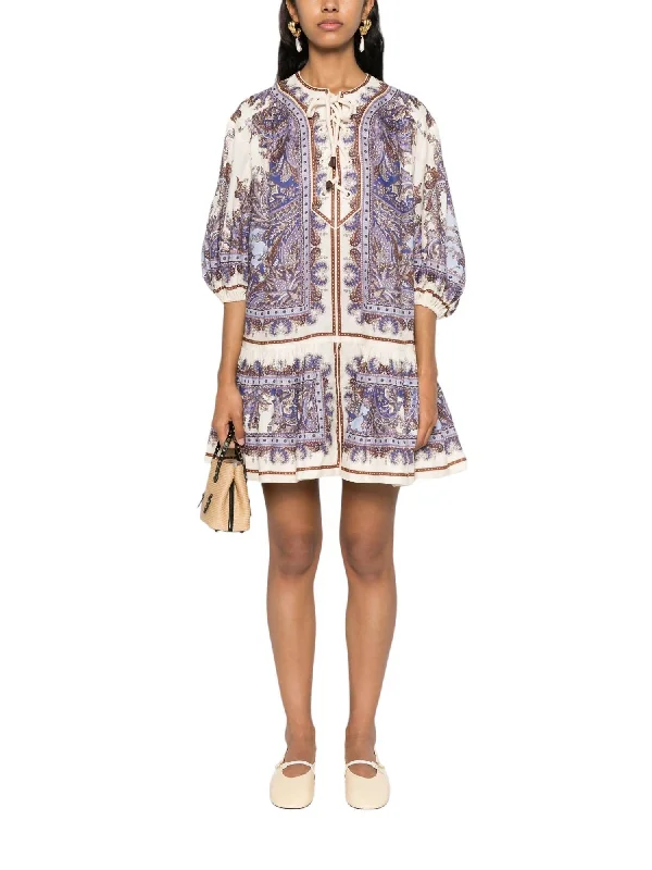 Affordable Luxury Fashion Ottie Eyelet Mini Dress In Purple Paisley Chic Urban Fashion Look