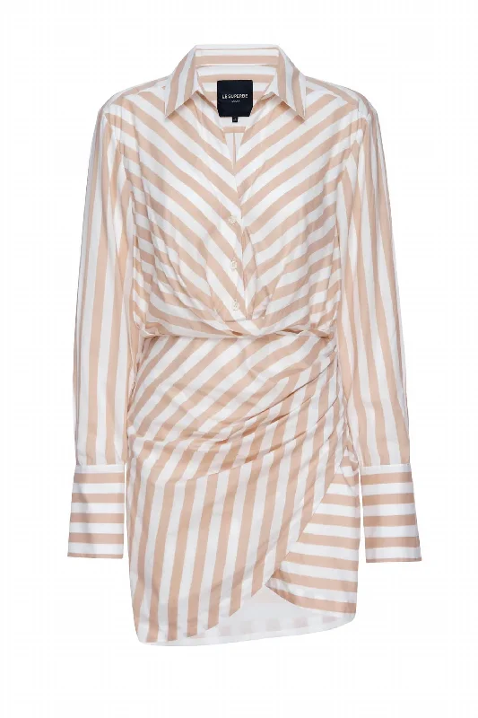 Classic Chic Deals Montmartre Mini Dress In Sand Stripped Vintage Charm