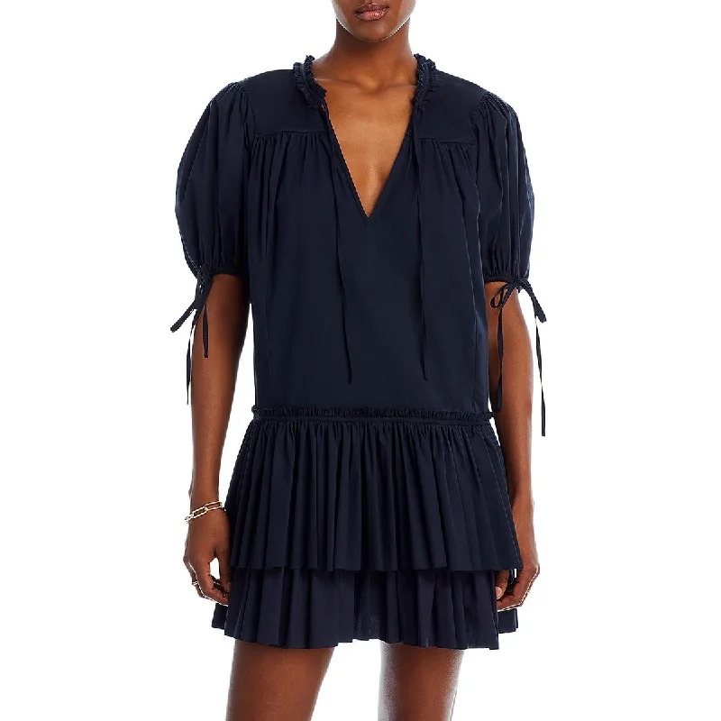 High-End Style Discounts Jessalyn Womens Cotton Ruffled Mini Dress End - Of - Month Blowout