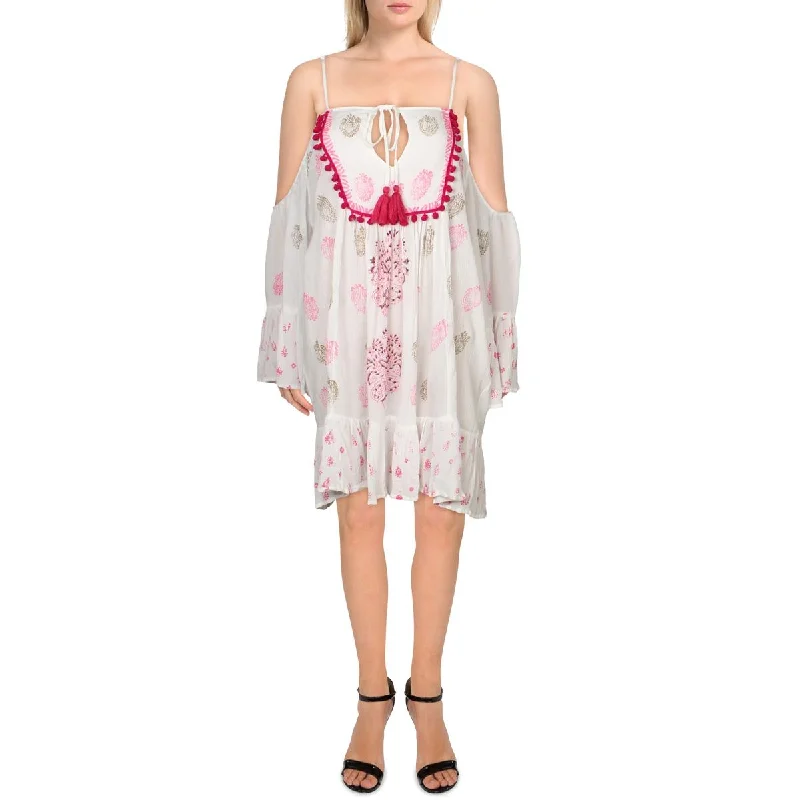 Seasonal Style Discounts Womens Printed Keyhole Mini Dress Graceful Movement