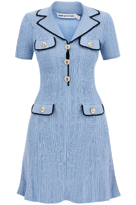 Luxury Fashion Discounts Self Portrait Women's Ribbed Knit Mini Dress With Eight Vintage Retro Party Wear