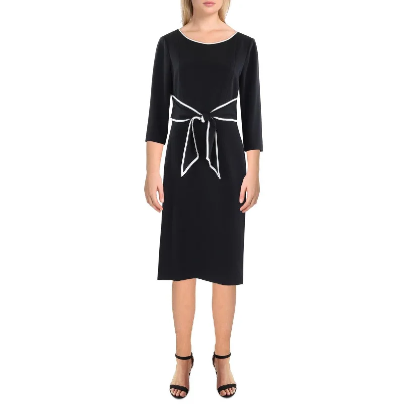 Affordable Women's Attire Womens Knee-Length Front Tie Wear To Work Dress