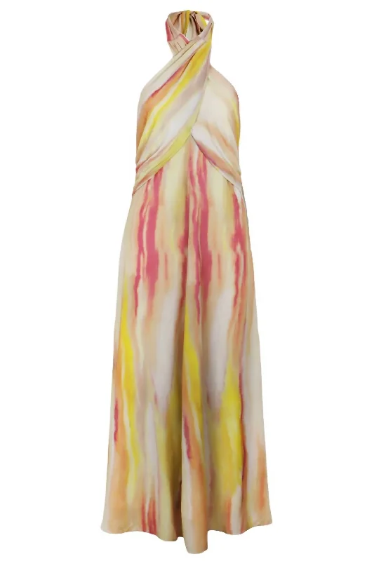 Clothes Of Woman Women's Ysuvi Halter Dress In Yellow Pink