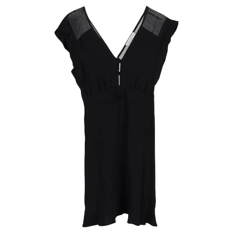 Women's Cozy Clothes Sandro V-neck Dress in Black Viscose