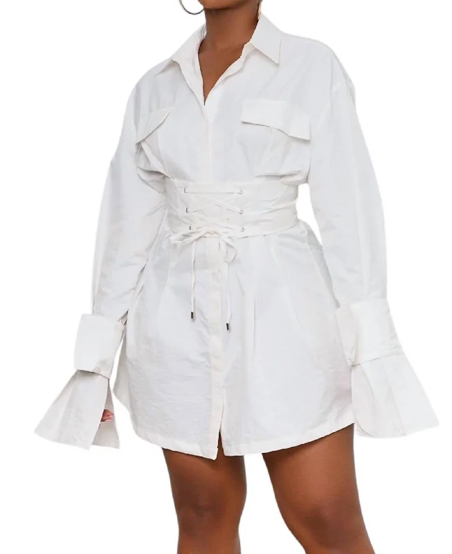 Fashion Sale Long Sleeve Mini Dress In White Final Clearance