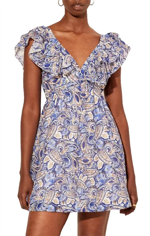 Casual Chic Dakota Ruffle Mini Dress In Blue