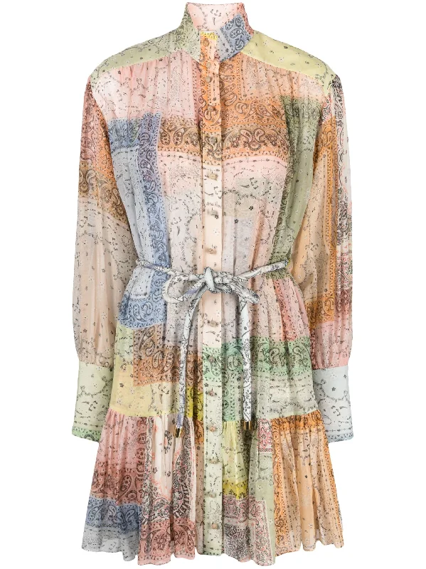 Bold Style Discounts Zimmermann Matchmaker Lantern Mini Dress Bandana Patch Print