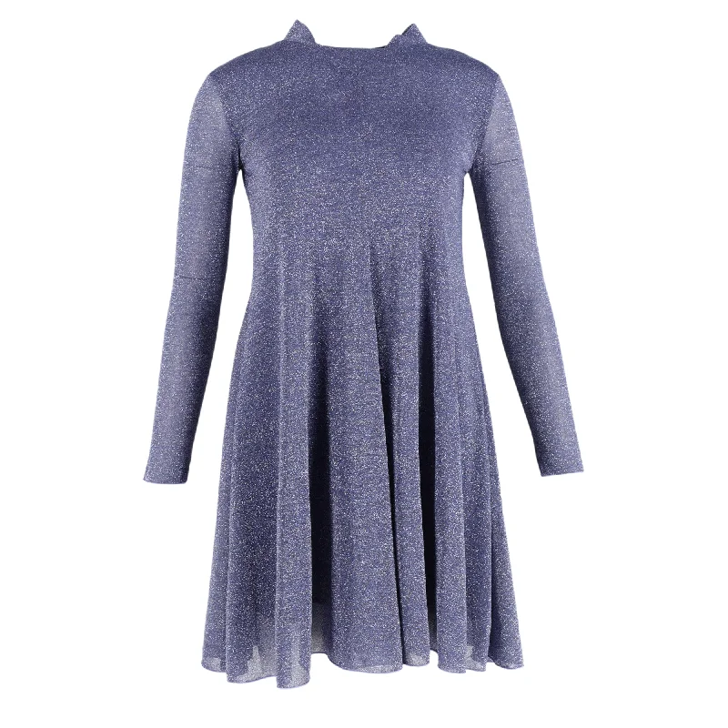 Vintage-Modern Style Offers Max Mara Long Sleeve Mini Dress in Purple Polyester Weekend Special