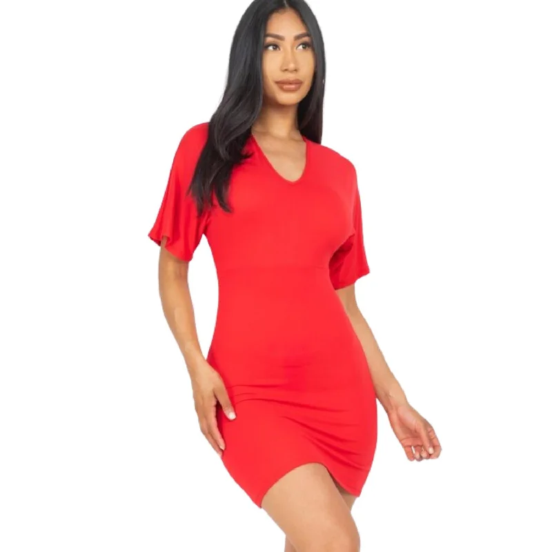 Mega Sale Dolman Sleeves Solid Mini Dress Vibrant Prints