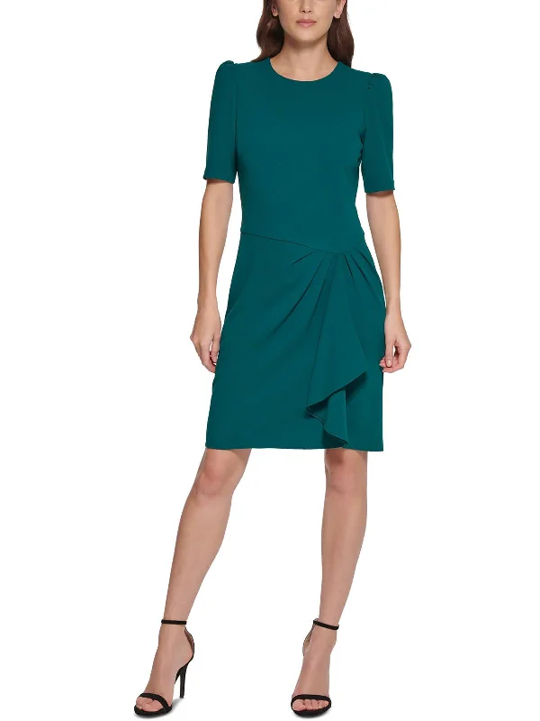 Women's Apparel And Garments Petites Womens Side-Drape Mini Wear to Work Dress