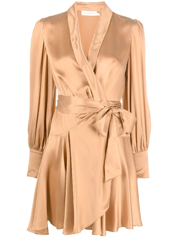 Latest Trends Zimmermann Silk Wrap Mini Dress Sand