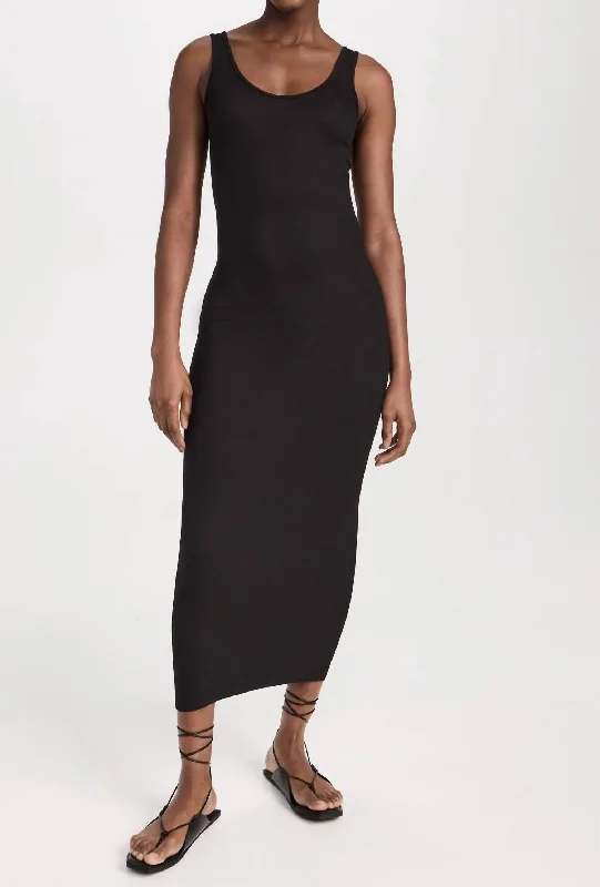 Women's Trendy Outfits Silk Rib Tank Dress In Black