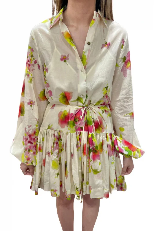 Bold Fashion Sales Constance Print Mini Dress In White Tuscan Flowers