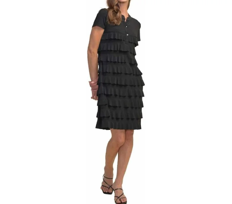 Clothes For Women Tiered Ruffle Dress In Black