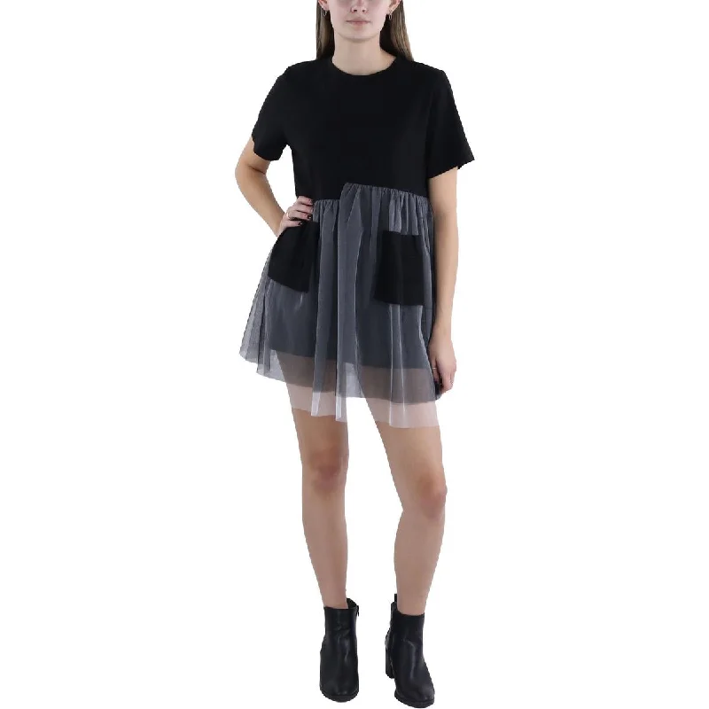 Essentials On Sale Womens Tulle Trim Short Mini Dress Ethnic Cultural Event Wear