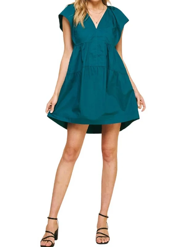 Browse Our Top Products Short Sleeve Tiered Mini Dress In Fall Green Luxury Style