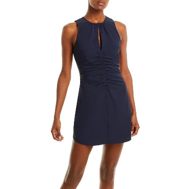Modern Chic Discounts Womens Ruched Keyhole Mini Dress Today Only