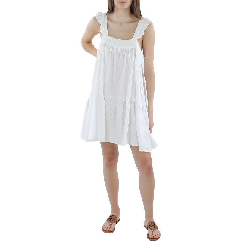 Season Offer Womens Textured Casual Mini Dress Feminine Soft - Hued Styles