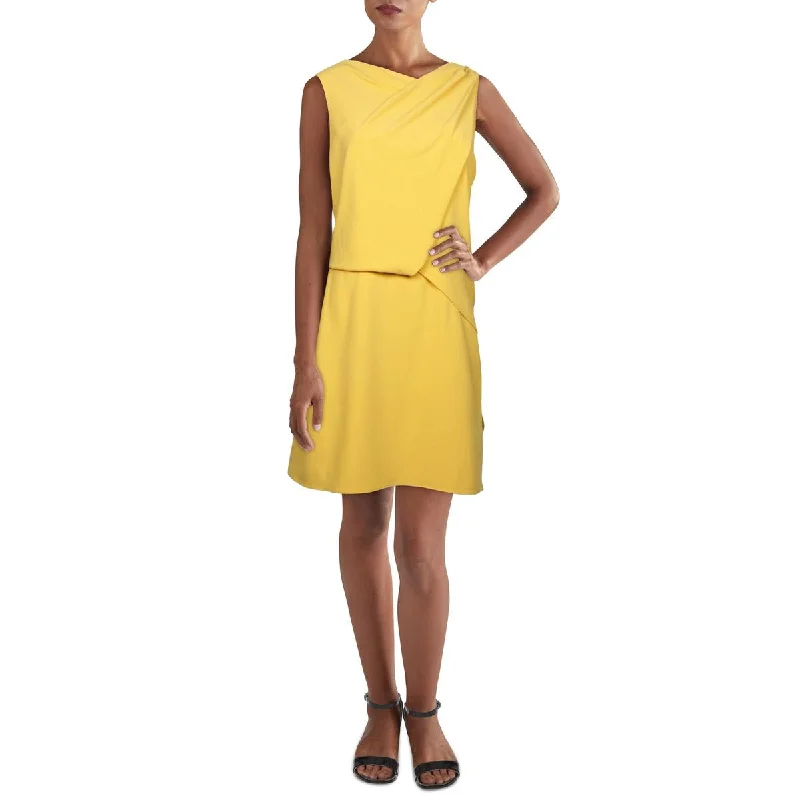 Step Ahead, Lead The Trend Womens Asymmetrical Drapey Mini Dress Bold Patterns