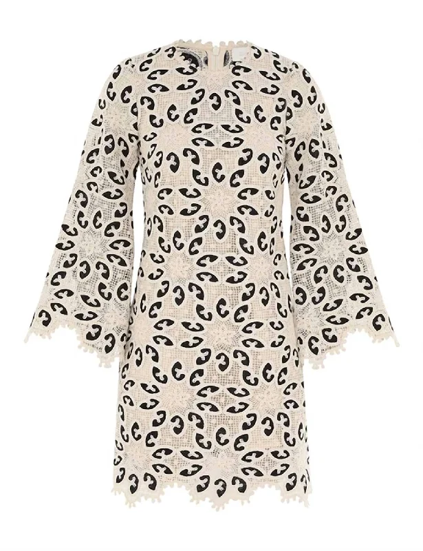 Exclusive Fashion Deals Ottie Lace Mini Dress In Cream/black Great Deals On Ethnic Cultural Wear