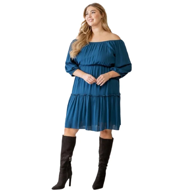 Chic Style, Always In Vogue Plus Combo Printed Textured Ruffle Flare Hem Mini Dress Flash Deals