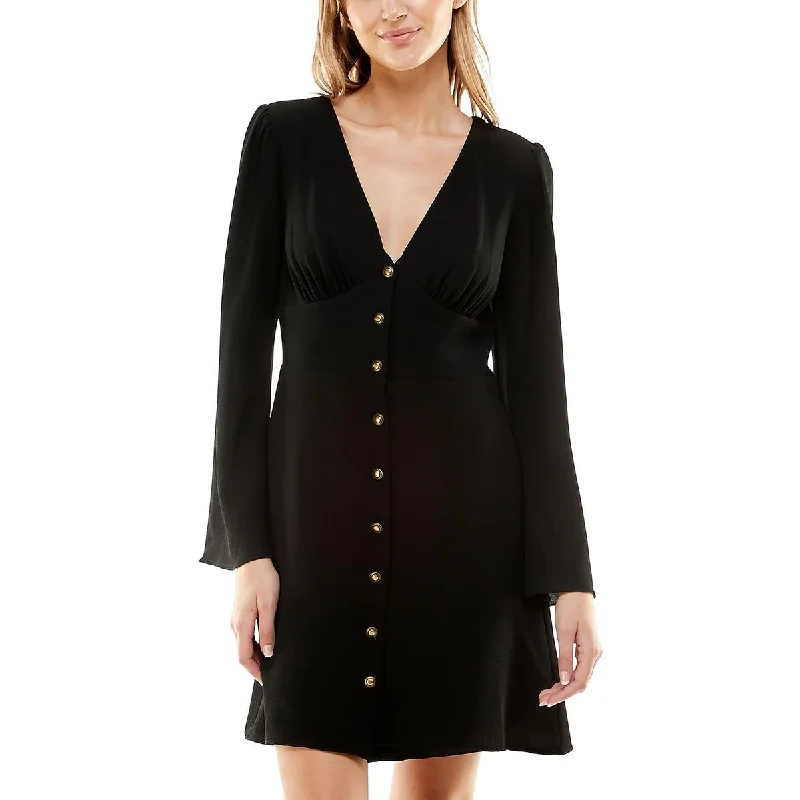 Daring Fashion Promotions Juniors Womens Button Front Mini Mini Dress Contemporary Chic