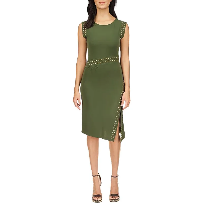 Fashion-Forward Offers Womens Knee-Length Studded Mini Dress Rustic Countryside Charm Look