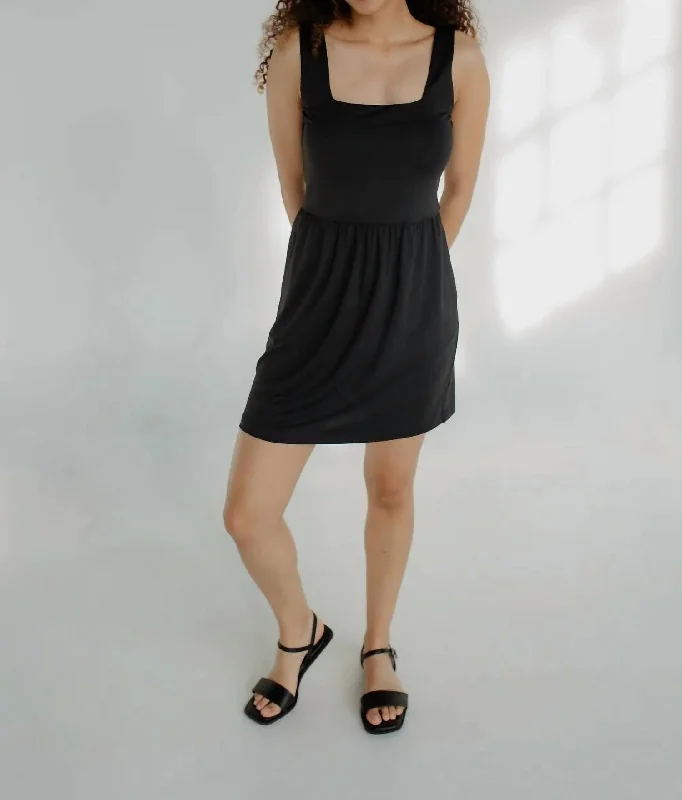 Hot Sale Savannah Square Neck Mini Dress In Black
