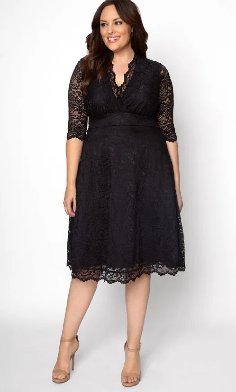 Affordable Luxury Fashion Kiyonna Short Lace Dress Long Sleeve Sale Holiday Sale