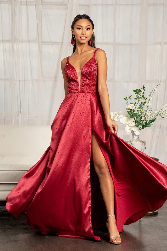 Mega Sale Beaded Lace-Up Satin Gown by Elizabeth K GL3039 Today Only