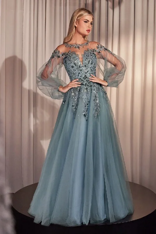 Don't Miss Out Andrea & Leo A1263 Long Sleeve Formal Sequin Dress Statement Piece