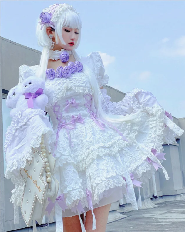 Designer Wear On Sale Purple Rose Ethereal Lace Dress