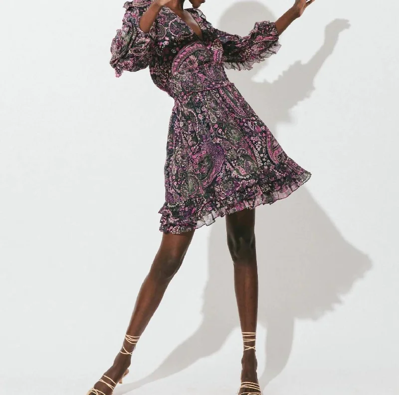 Evening Elegance Bellamy Mini Dress In Purple Multi
